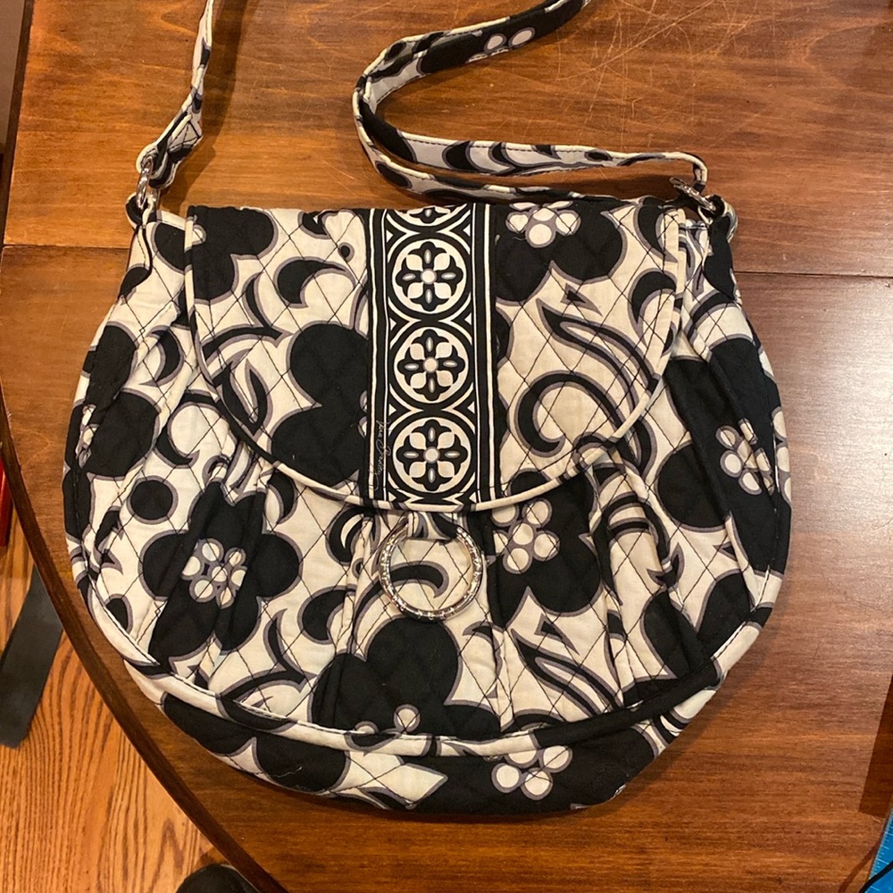 Vera Bradley Day and Night Medium Tote Bag Travel Purse Quilted Black White Cute